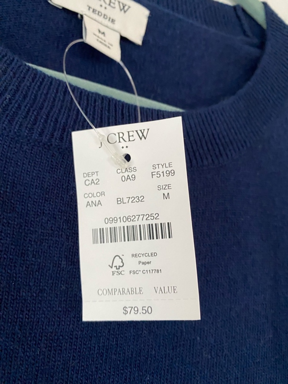 J.Crew Classic Crewneck Sweater in Navy NWT - Picture 7 of 7